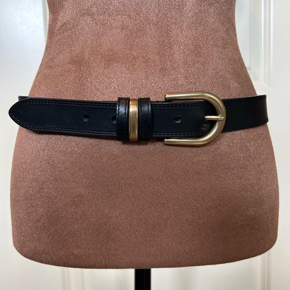 Sezane Black Belt with Gold Buckle